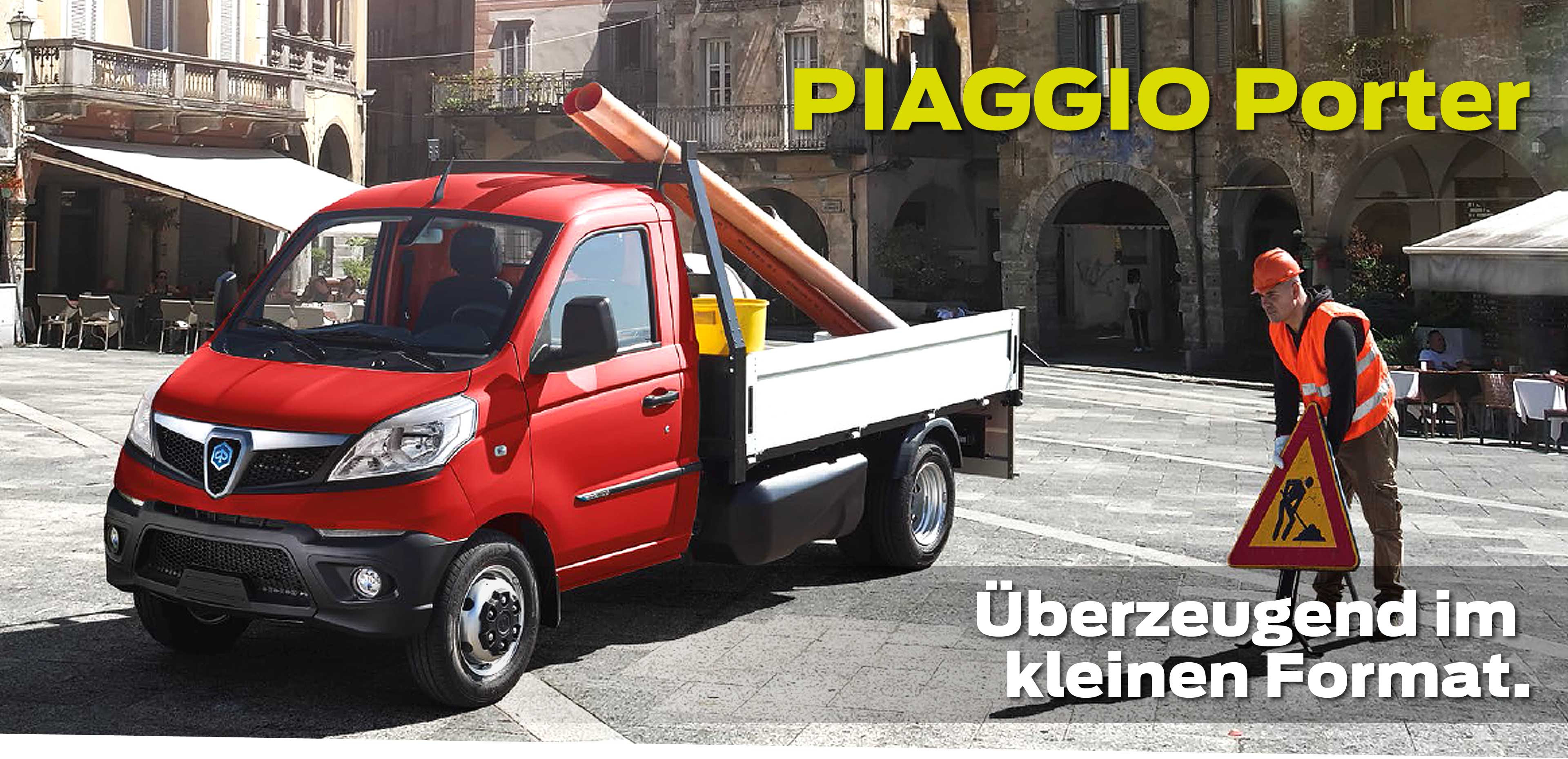 Bild zeigt einen Piaggio Transporter im Straßenbau.